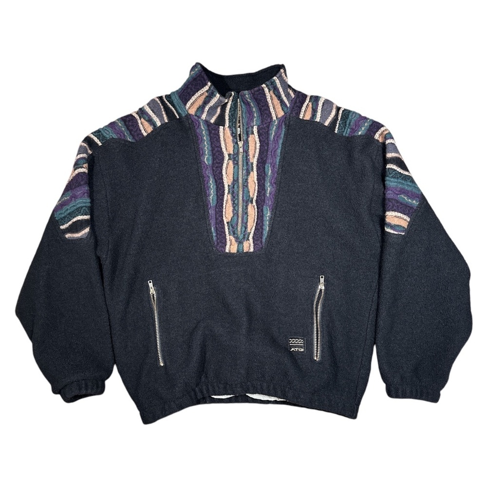 Men's Black Pullover Jacket with Multicolor Accents
